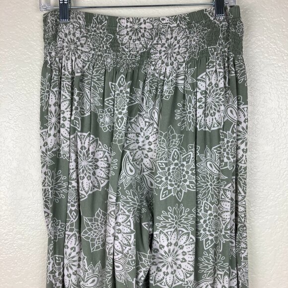 Lotus and Luna Women's Boho Green & White Indian Kurta Pants Sz S - Picture 1 of 8